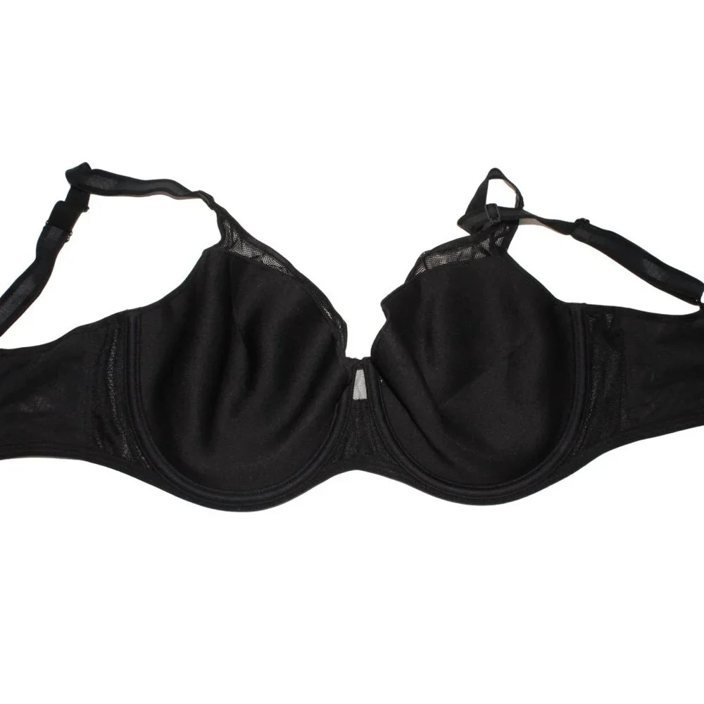 Chantelle Norah Chic Sz 36DDDD Black Underwire Mesh Light Padded Cup Bra